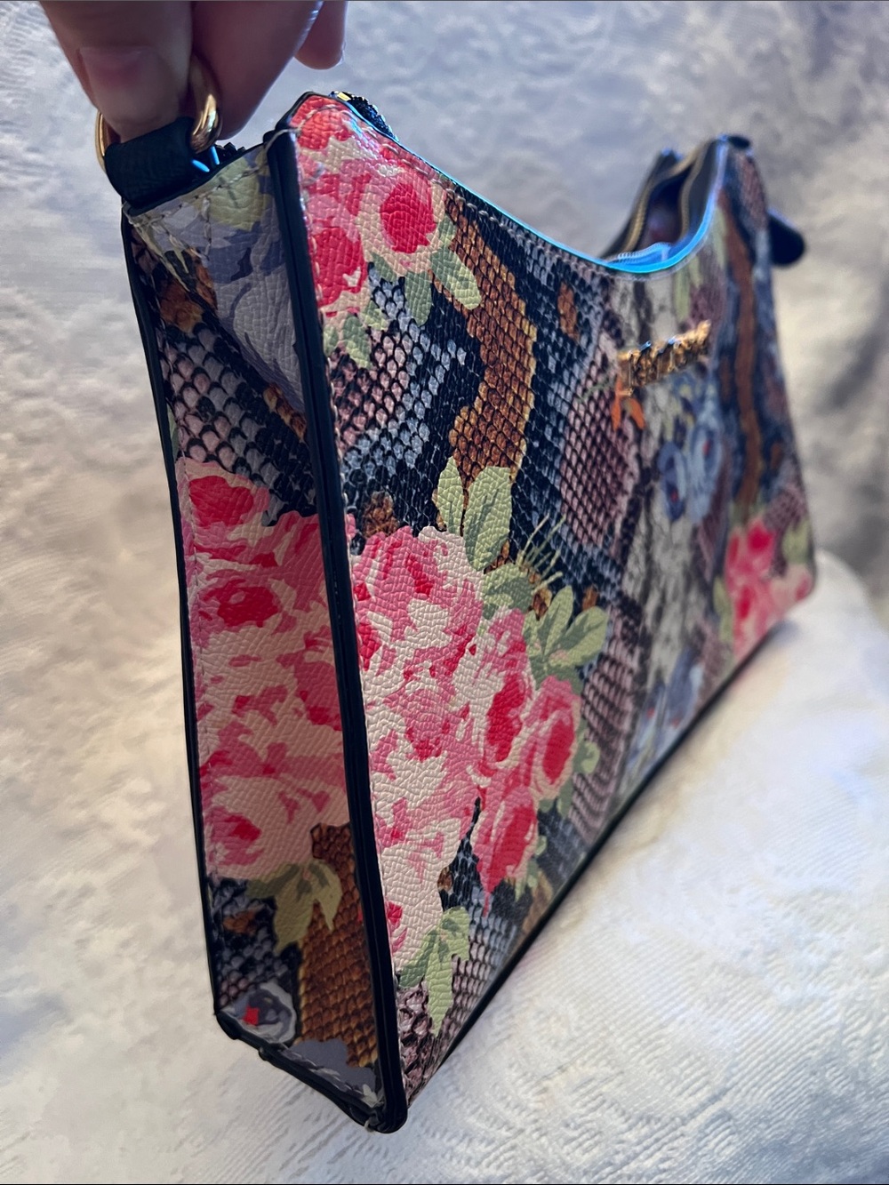 Betsey Johnson floral and snakeskin print shoulder bag- small - Picture 6 of 6
